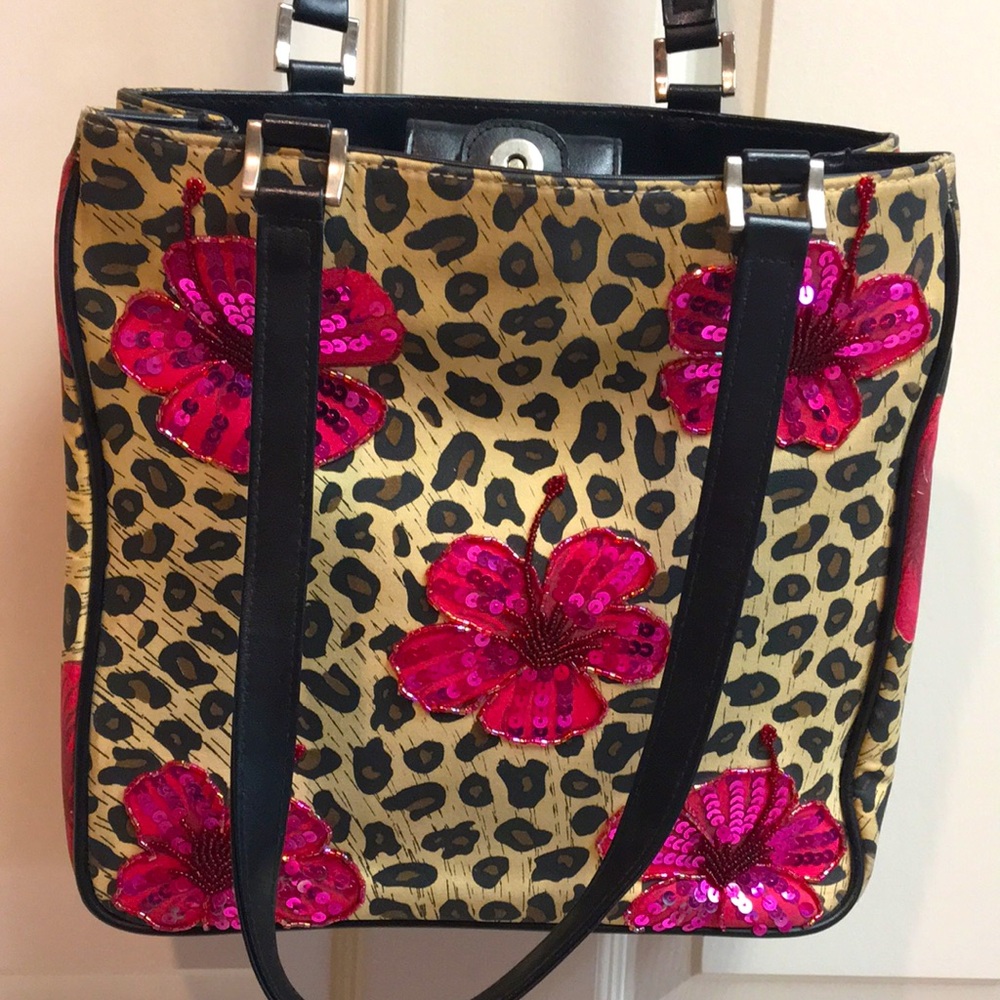 Leopard/ Sequin Hibiscus 🌺 Shoulder Bag